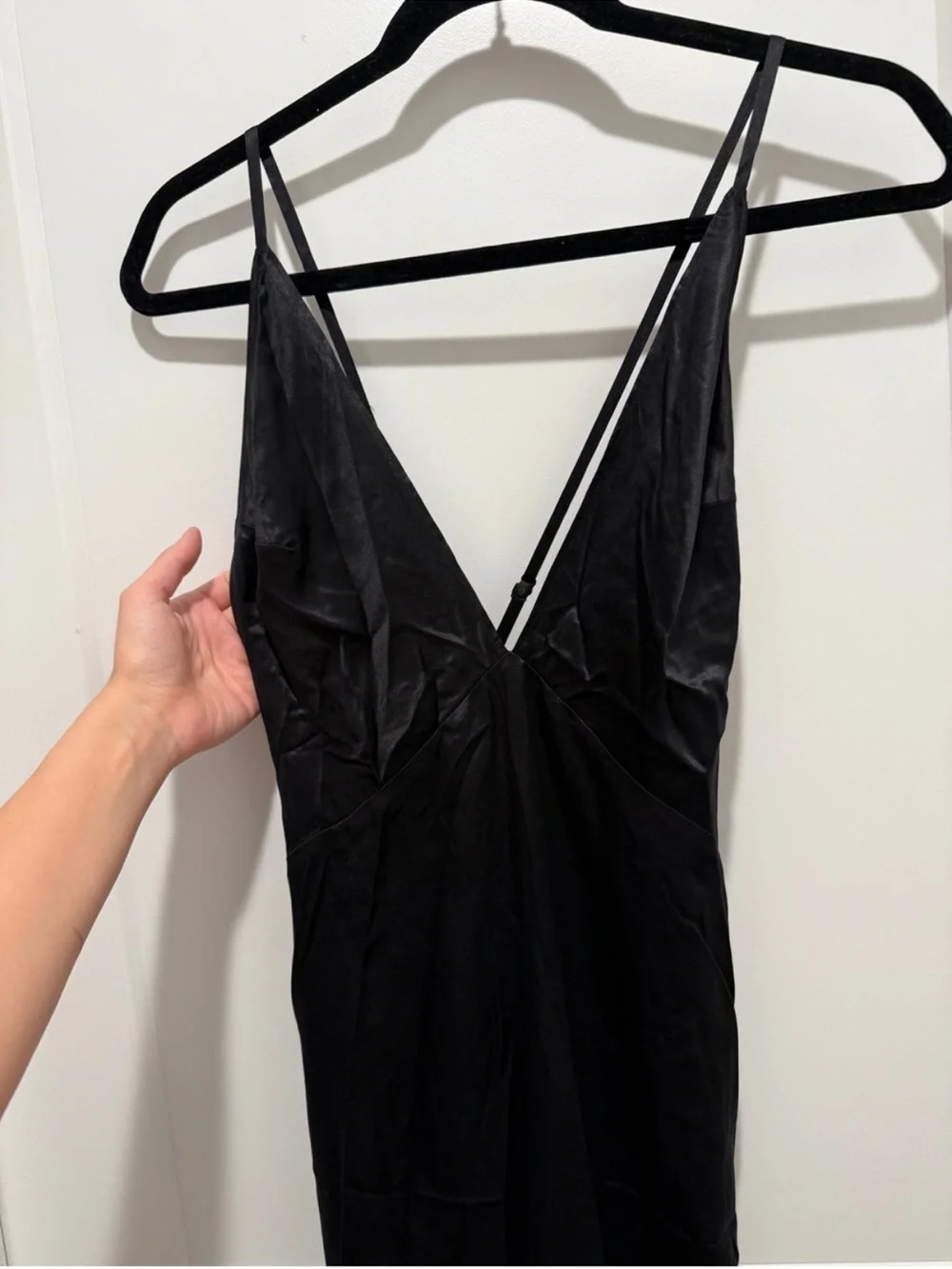 Reformation Satin Slip Maxi Dress - Black